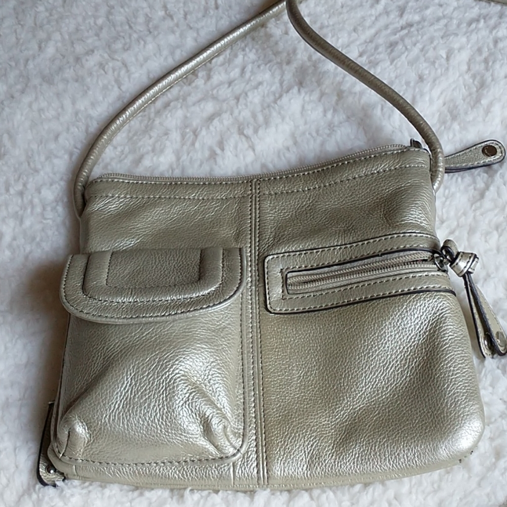 Tignanello Light Gold Leather Crossbody NWOT